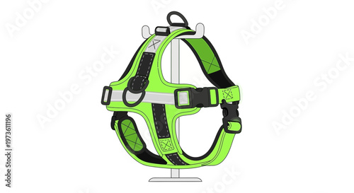 Bright Green Dog Harness with Reflective Strips for Safety and Visibility