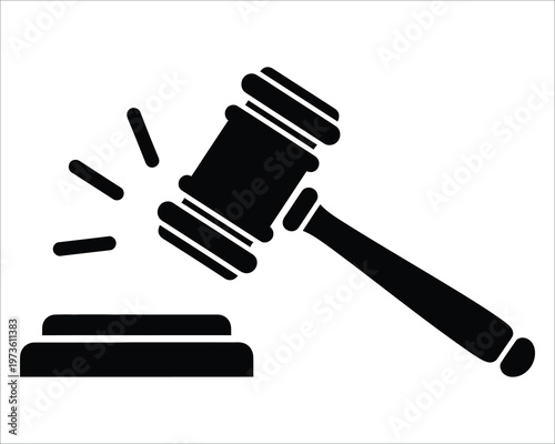 Black silhouette of a gavel and sounding block