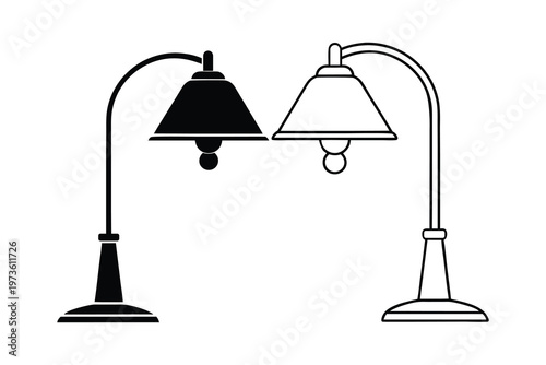 Modern Minimalist Table Lamp Silhouette Black and White Vector Design