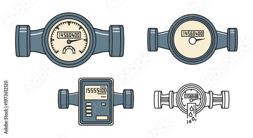 Water Meter Line art vector clean shapes