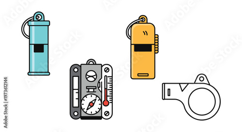 Survival whistle Line art modern colorful shapes illustration