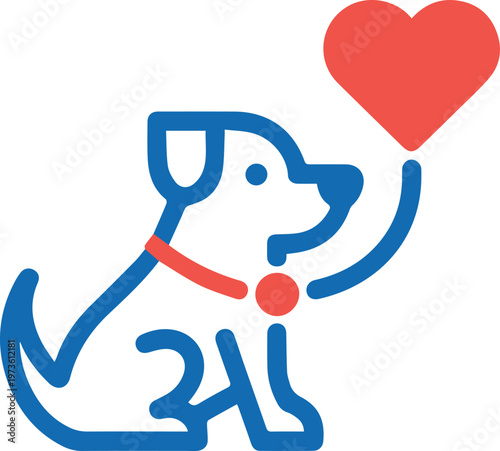 Dog holding heart for animal charity fundraising