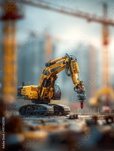 Wallpaper Mural robot construction site working with a blured technology background Torontodigital.ca