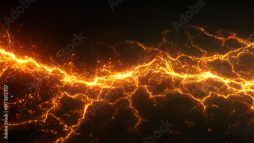 abstract lightning energy explosion, glowing electric veins spreading across dark background