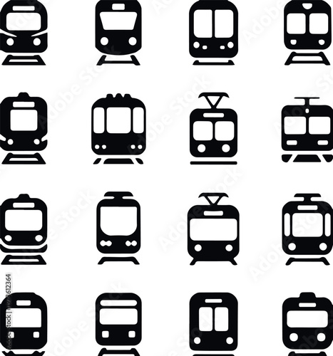 Tram front view icons grid
