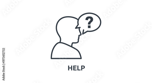 a persons profile icon with a question mark in a speech bubble symbolizing the concept of asking for help customer support and seeking solutions.