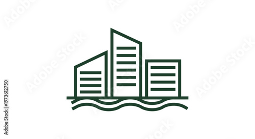 a minimalist city skyline with modern buildings standing on a tranquil waterfront illustrating urban landscape and real estate development.