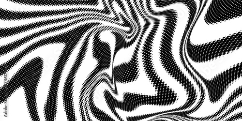 Background with irregular, chaotic dots, points, circle. Abstract monochrome pattern. Black and white color.