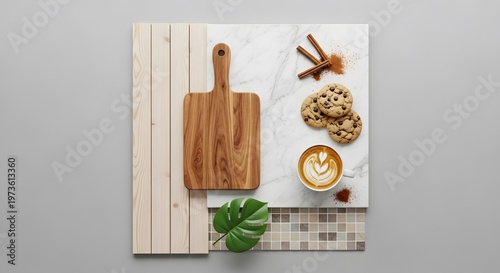 Wallpaper Mural Coffee Break with Chocolate Chip Cookies and Cinnamon Sticks Torontodigital.ca