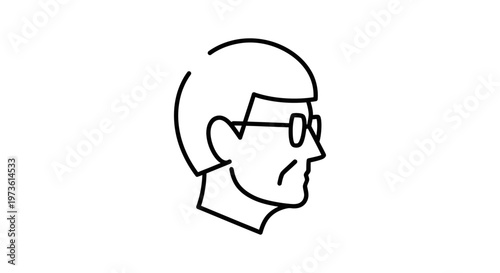 people avatar line icon of an elderly man in profile view wearing glasses representing a senior user profile for web and app interfaces.