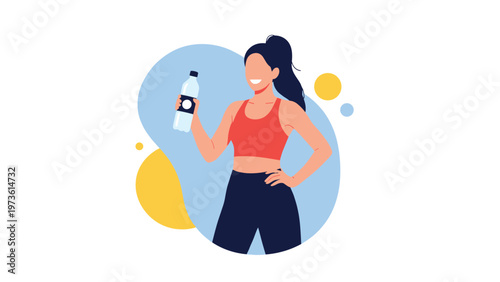 Fit and active woman in sportswear holding a water bottle after a workout to stay hydrated and maintain her health.