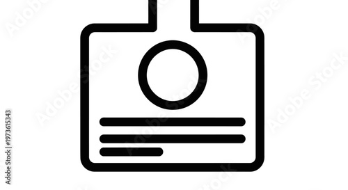 Minimalist ID Card Holder Icon for Identification and Access on Isolated White Background