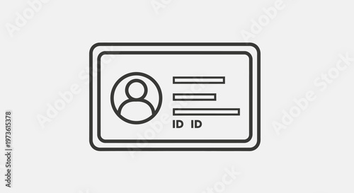 Outline ID card icon with personal avatar and details in bright studio.