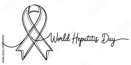 A continuous line drawing illustration symbolizing awareness for the annual world hepatitis day Vector, illustration