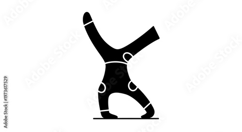 Abstract black figure performing a dynamic handstand pose.