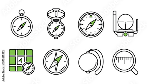 Collection of navigation and measurement icons.