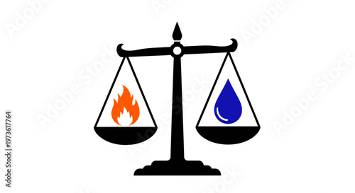 Balance Scale with Fire and Water Elements.