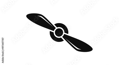 Black airplane propeller icon graphic design.