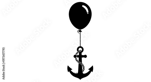 Black Anchor with Balloon Attached.