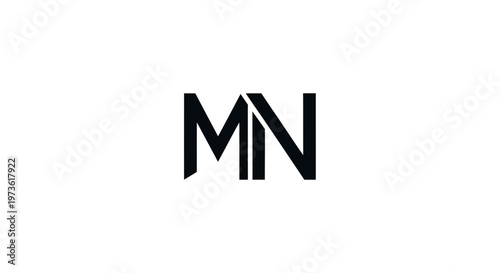 Black and white MN logo symbol.