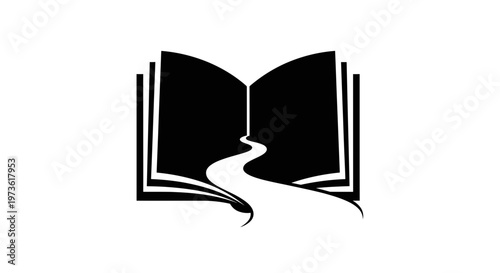 Black and white open book icon.