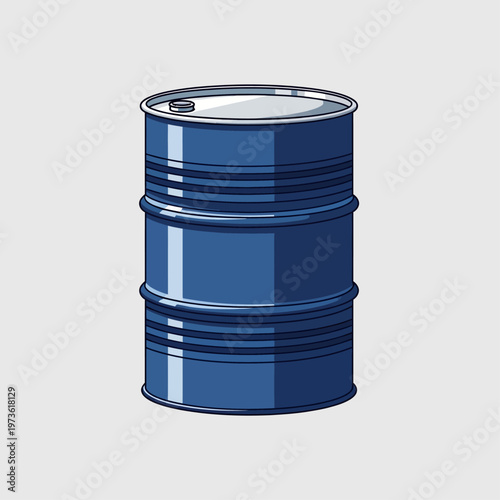 a blue industrial oil barrel an isolated fuel drum used for energy storage and global logistics on a plain background.