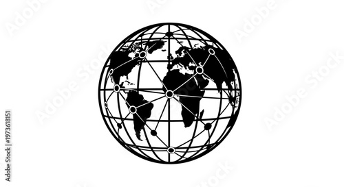 Black and white world globe model.
