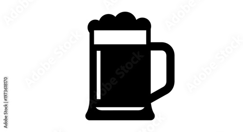 Black beer mug with foam.