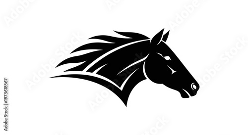 Black Horse Head Silhouette Profile.