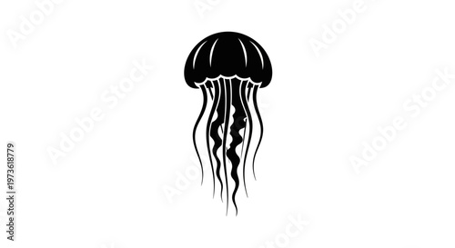 Black Jellyfish Silhouette Ocean Creature.