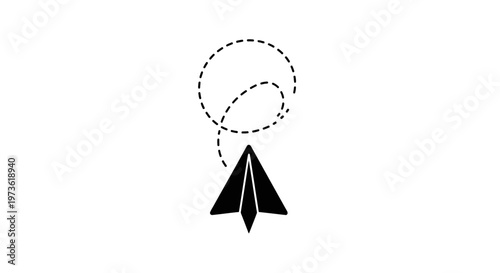 Black paper airplane in flight.