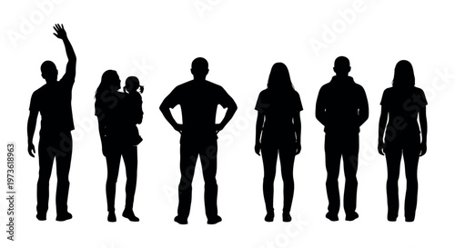 Silhouettes of diverse people standing