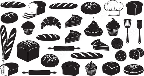 Baking icons and symbols for culinary and pastry design