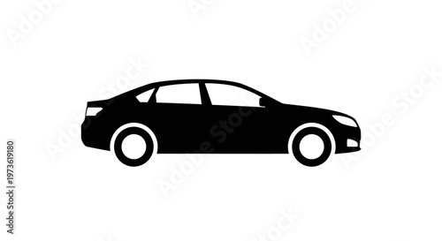 Black sedan car side view.