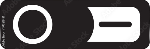 Black and white camera shutter button icon, photography symbol, vector graphic, flat design