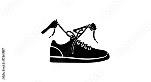 Black Shoe with Untied Laces.