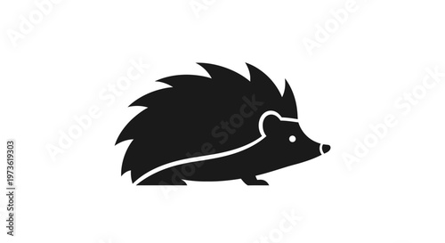Black silhouette of a cute hedgehog icon illustration on white background.