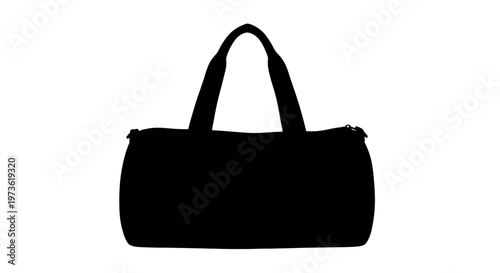 Black silhouette of a duffel bag with handles on a white background.