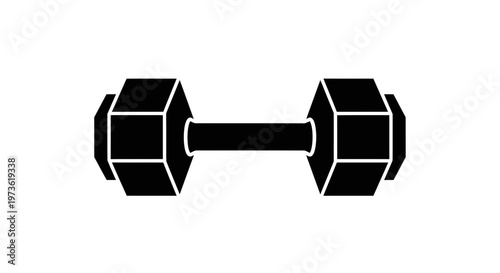 Black silhouette of a dumbbell a classic fitness equipment for strength training.