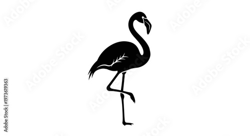Black silhouette of a flamingo bird.