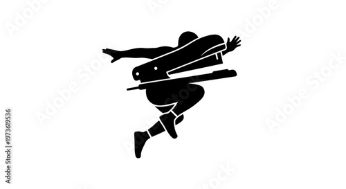 Black silhouette of a person running.