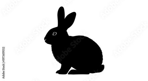 Black silhouette of a rabbit on a white background.
