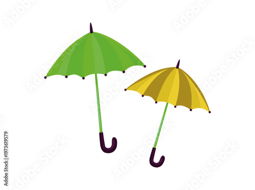 Umbrella set vector illustration design element for rainy weather protection monsoon season and outdoor environment concept