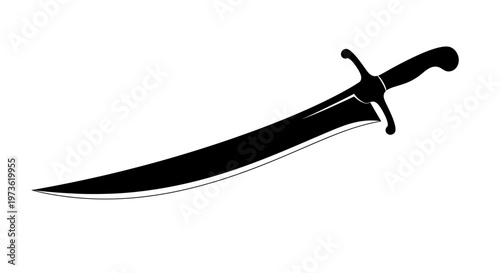 Black sword with curved blade weapon.