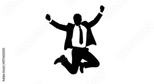 Businessman jumping in the air happy.