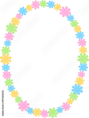 Colorful Flower Ellipse Frame Border