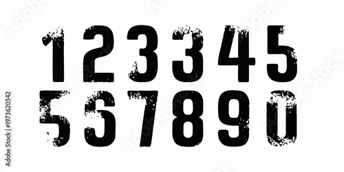 Bold distressed numerals from zero through nine are prominently displayed