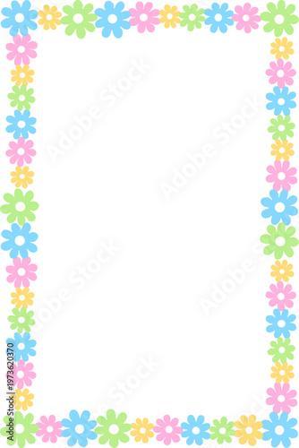 Colorful Flower Rectangle Frame Border