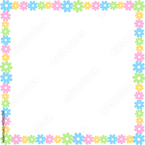 Colorful Flower Square Frame Border
