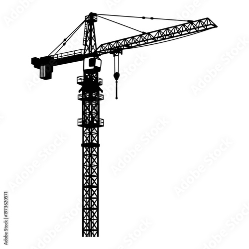 construction crane silhouette a tall industrial tower crane and heavy machinery for urban development and engineering projects.